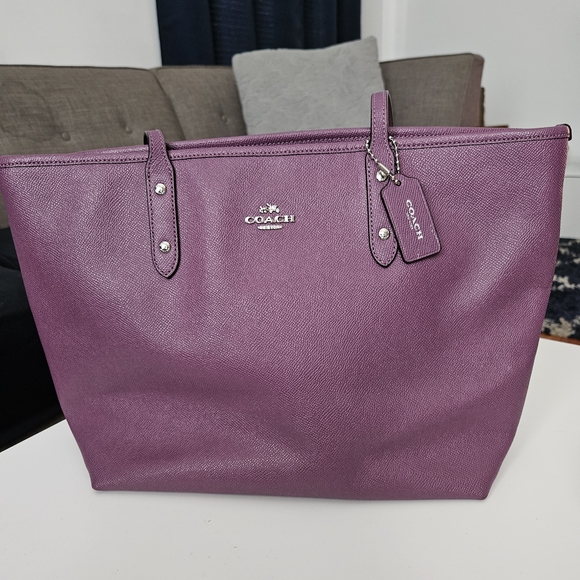 Coach Leather Tote Silver Mauve - Picture 2 of 15
